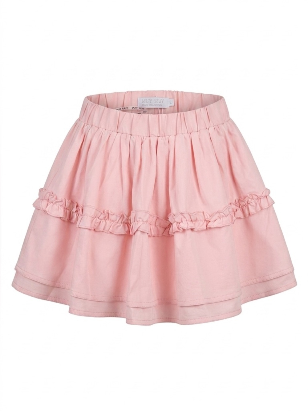Ruffle-Tier Mini Skirt in Light Pink